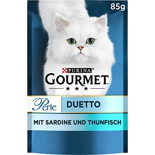 Gourmet Perle Duetto kattenvoer nat, met sardines en tonijn, verpakking van 26 stuks (26 x 85 g)