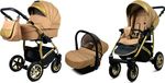 BabyLux® Gold Lux | Ensemble de poussette 3 en 1 | Perle de sable | Poussette combinée | Ensemble de poussette | Poussette canne