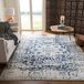 SAFAVIEH Madison Collection MAD603D Oosterse sneeuwvlok medaillon in used look, geen uitval, voor woonkamer en slaapkamer, vierkant, crème/marineblauw