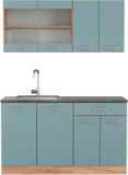 Vicco R-Line Cuisine pour une personne – 140 cm, WB anthracite bleu-gris/chêne doré