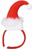 Merkloos Kerst diadeem/haarband - kerstmuts met veren - rood - polyester - Miss Santa