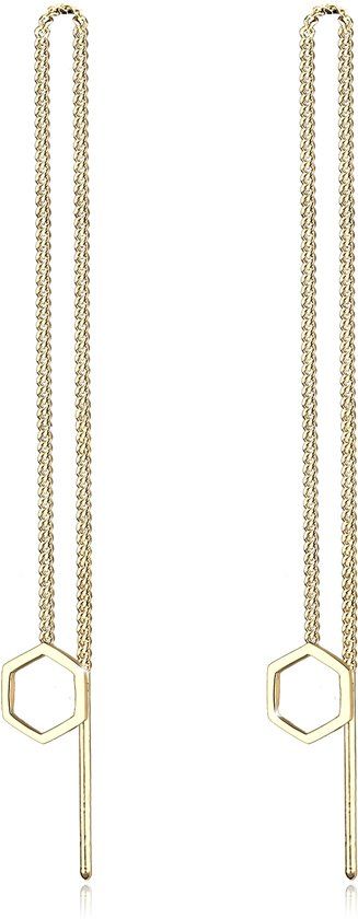 Elli Earrings Hexagon Geo Minimalist Elegant Trend Gold Plated 925 Silver