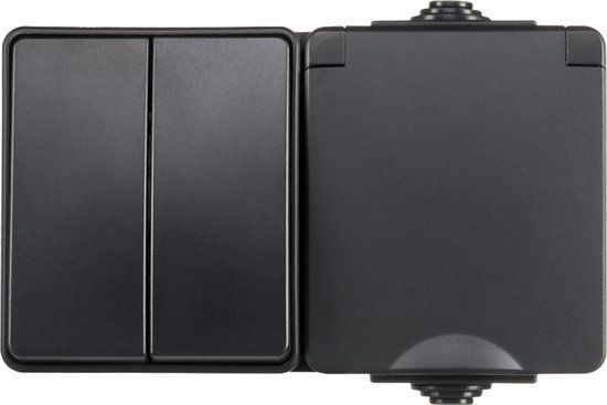 Opbouw Combi wandcontactdoos en serieschakelaar IP55 - Zwart