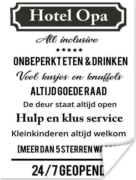 PosterMonkey Poster Quotes - Hotel Opa - 120x160 cm - Father's Day Gift - Men