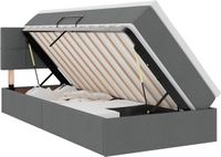 vidaXL LED-opbergbed met matras, donkergrijs, 90 x 190 cm, stof