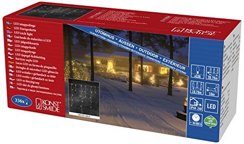 KONSTSMIDE LED ijsregen lichtgordijn - 336 warm witte LEDs - 10 meter - wit