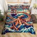 Oktopus Retro Oceaan Housse de couette 200x200 cm avec 2 taies d'oreiller