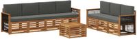 vidaXL - Bank loungeset - 4 zitplekken - Massief Acacia Hout - Natuurlijk en Antraciet