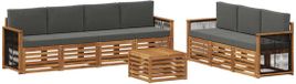 vidaXL - Salon d'angle - 4 places assises - Acacia massif - Naturel et anthracite