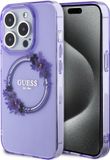 Guess Coque arrière à anneau brillant pour Apple iPhone 15 Pro - Violet