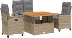 vidaXL Ensemble de jardin 4 pièces avec coussins poly rotin beige