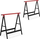 Relaxdays schraag set van 2 - inklapbaar - 100 kg - 74 x 78 x 40 cm - metaal - zwart-rood