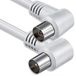 1aTTack.de Haakse antennekabel 5,0 meter 2x afgeschermde coaxiale stekker 90° > Coaxiale aansluiting 90° Witte coaxkabel (2x haaks) 80db 5m