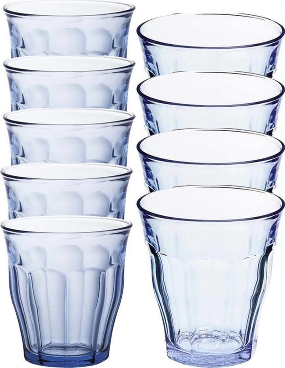 Duralex Drinkglazen/waterglazen Picardie set blauw 250/310 ml - 24-delig - koffie/thee glazen