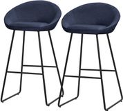 ML-Design Barkruk set van 2 donkerblauw 56x94x50 cm met rugleuning en voetensteun tot 120 kg