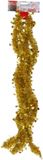 Christmas Gifts Kerstslinger - goud - sterretjes - 270 cm - folie/lametta - kerstboomversiering