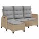 vidaXL L-vormige tuinbank met kussens beige polyrattan