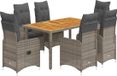 vidaXL 7-delige Bistroset met Kussens, Poly Rattan, Grijs