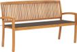vidaXL Banc de jardin empilable avec coussin 159 cm bois de teck massif