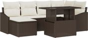 vidaXL Tuinbank Set 7-delig Polyrattan Bruin en Crème