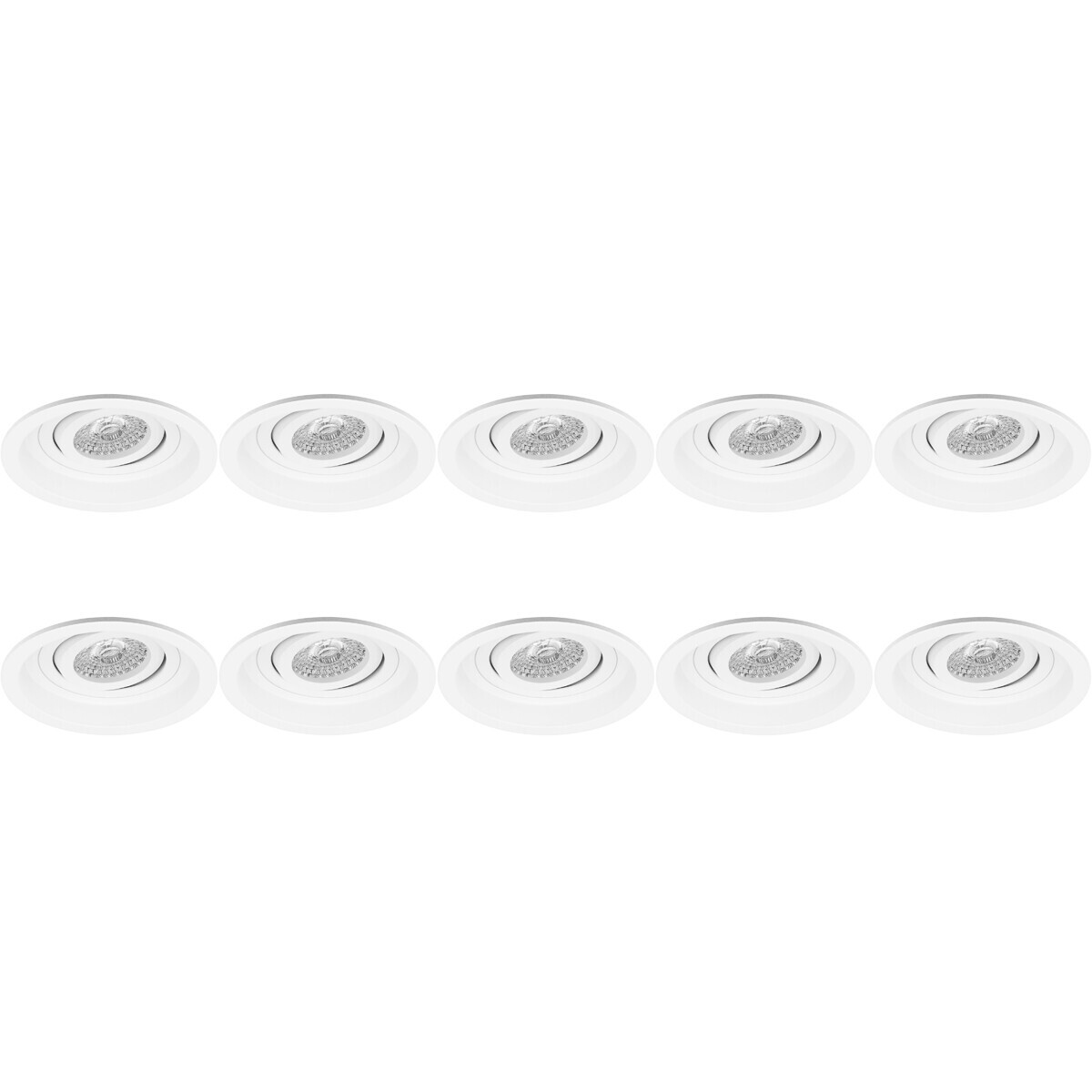 BES LED Spot Armatuur 10 Pack - Pragmi Domy Pro - GU10 Fitting - Inbouw Rond - Mat Wit - Aluminium - Verdiept - Kantelbaar - Ã˜105mm