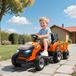 Tracteur électrique pour enfants avec remorque détachable, voiture électrique pour enfants, télécommande 2,4 GHz, 139 x 58 x 55 cm, orange