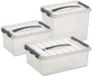 Sunware Q-Line boîtes de rangement set - 3 tailles - 6-9-12 litres - plastique - transparent/gris