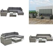 vidaXL 6-delige Loungeset met Kussens Poly Rattan Grijs