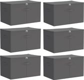 vidaXL Opbergbox 6 stuks non-woven stof 60 x 43 x 35 cm 90,3 L Antraciet