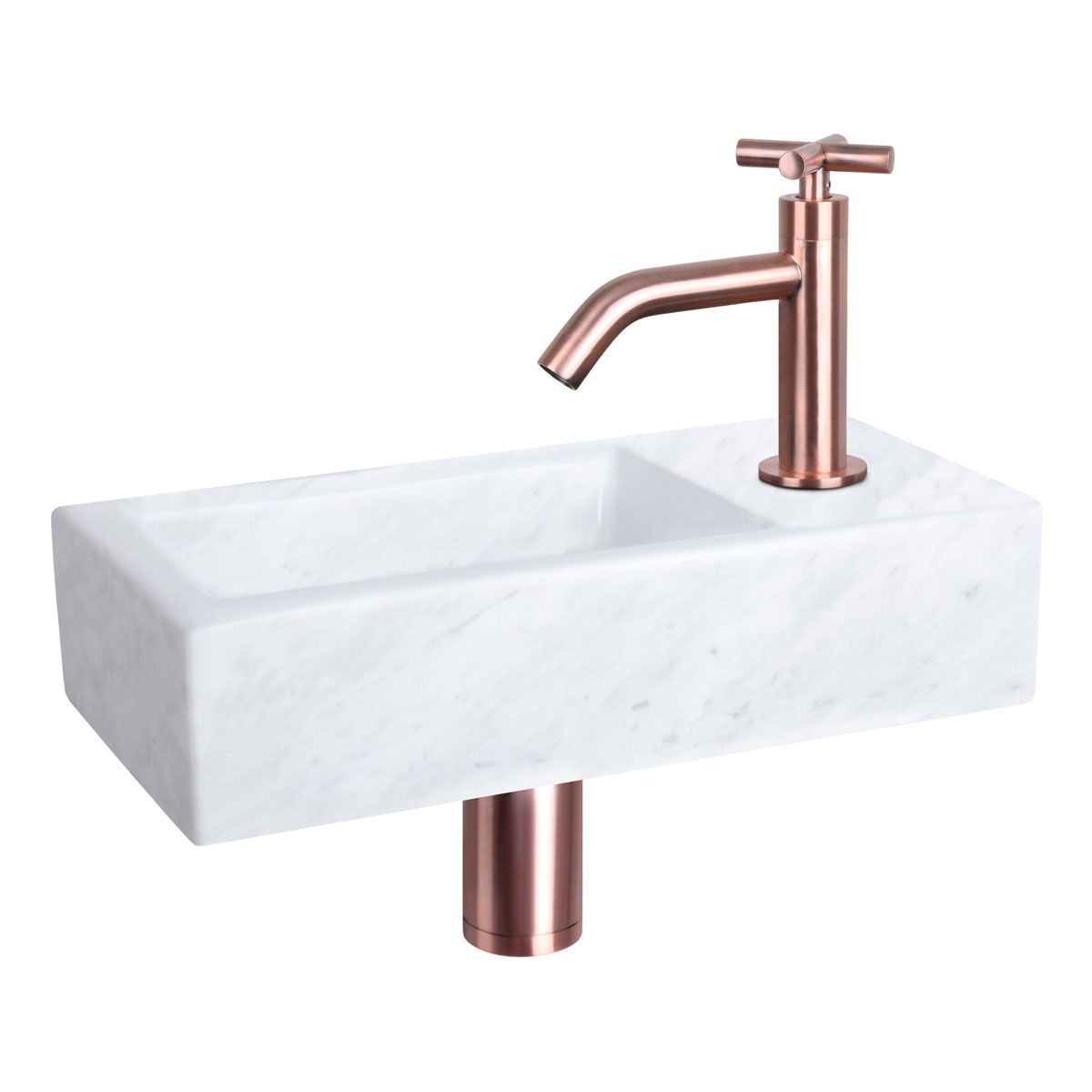 Differnz Helios Fonteinset marmer gebogen x rood koper 38.401.41 - Wit