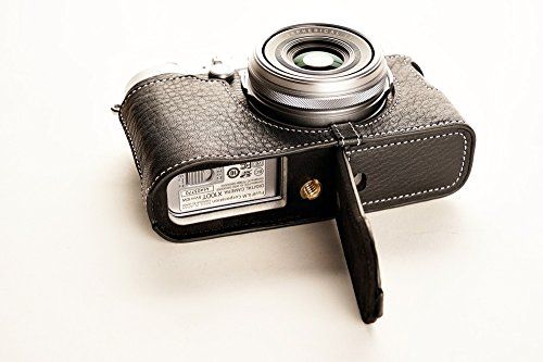 TP Handgemaakte Echt Lederen Half Camera Case Tas Cover Voor FUJIFILM X100T Zwart Bodem Opening Versie