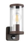 Reality Leuchten buitenwandlamp Bonito R21599124, aluminium gegoten roestkleurig, scherm kunststof helder, excl. 1x E27, bewegingsmelder