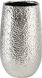 Merkloos Vaas / Bloemenvaas gehamerd - zilver - 31 cm - keramiek