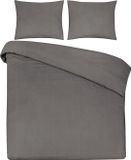 DoubleDry Dekbedovertrek 100% Katoen - Grijs - Eenpersoons 140x200/220 cm