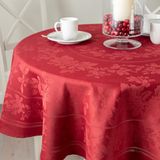Benson Mills Holiday Elegance zwaargewicht ontworpen jacquard stof tafelkleed, vakantie, winter en kerst tafelkleed (donkerrood, 177,8 cm rond)