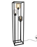 LIGHT HOME LH Zwarte vloerlamp met glazen kap