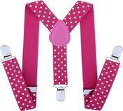 Fako Fashion® Kinder Bretels - Fuchsia Met Stippen - 65cm - Unisex