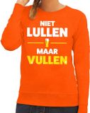 Bellatio Decorations Shoppartners Bv Niet Lullen maar Vullen tekst sweater oranje dames M