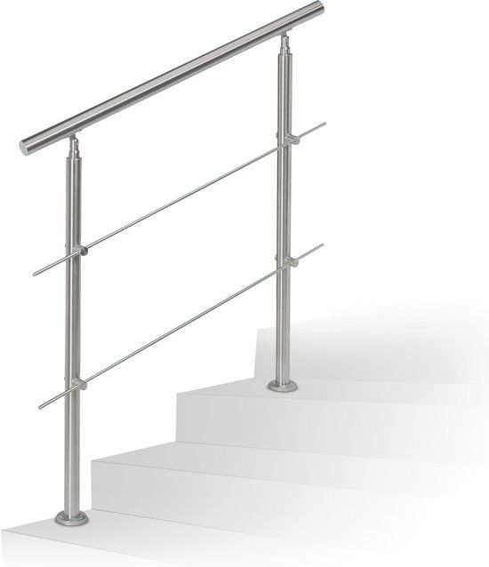 Relaxdays Trapleuning RVS - Zilver - 1,0 m - Binnen & Buiten