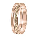 Lucardi Dames Ring roseplated 2rij met light peach - Ring - Cadeau - Staal - Rosékleurig