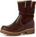Tamaris - Dames - Enkellaarzen - Bruin - Leer - Wol - Rubber - Blokhak - Ritssluiting - 36