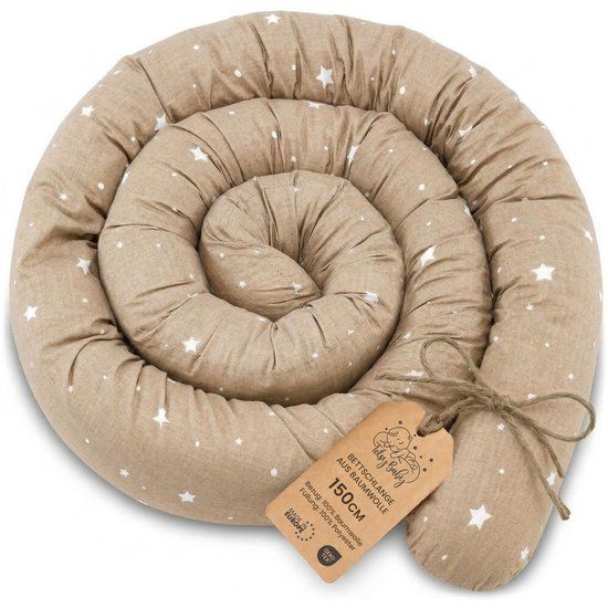 Zijslaper ASE Spolka Akcyjna Zijslaper kussen Lichaamskussen 150 cm Katoen - Lang kussen bed rol slaapkussen nek rol Decoratie voor kinderkamer Oeko-Tex Beige met witte sterren