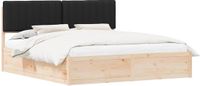 vidaXL Bedframe met Gevoerde Hoofdbord Zwart 180 x 200 cm