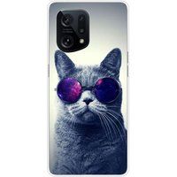 Oppo Find X5 Cat met bril Siliconen hoesje