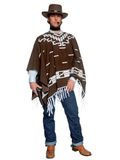 Authentieke Smiffys Authentiek Western Western Shooter-kostuum, bruin, met poncho, vest, nep shirt en sjaal
