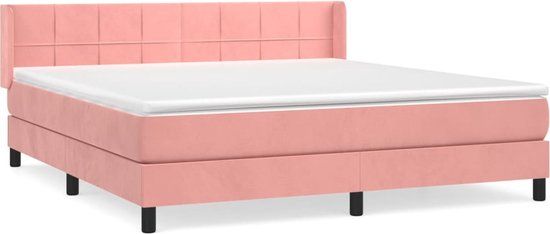 vidaXL Boxspring met matras fluweel roze 180x200 cm