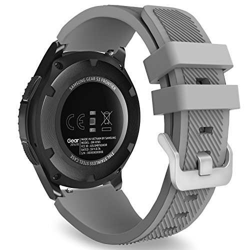 MoKo Watch Band Compatible with Galaxy Watch 3 45mm/Galaxy Watch 46mm/Gear S3 Frontier/Classic/Huawei Watch GT2 Pro/GT2e/GT 46mm/GT2 46mm/Ticwatch Pro 3, 22mm Silicone Strap, GRAY