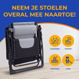 SereneLife Ligstoel – Verstelbare Tuinstoel met Kussen – Opvouwbare Relaxstoel - Stalen Frame met Textilene