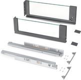 Emuca Outdoor Vertex 40kg glaszijdige lade 178mm hoog, 450mm diep, Staal en Aluminium en Glas, Antracietgrijs