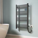 EMKE Elektrische handdoekradiator, 96 x 54 cm, badkamerverwarming, elektrisch met aanraakschakelaar, timer, handdoekverwarming, handdoekdroger, elektrisch, mat zwart, 500 W